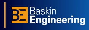 a logo with BE and the words Baskin Engineering