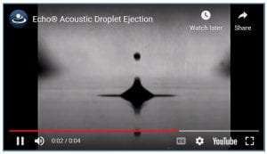 a screenshot from the movie of a droplet forming above a liquid surface